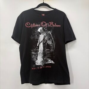 Children of Bodom Mens Size Large Shirt Graphic Y2K Band Black Rock Promo Reaper